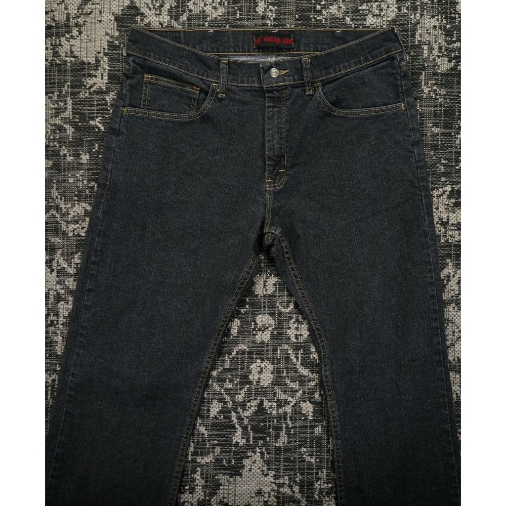 Lee Dungarees Vintage Slim Jeans Men's Size 36x32 Gray Dark Denim Straight Leg